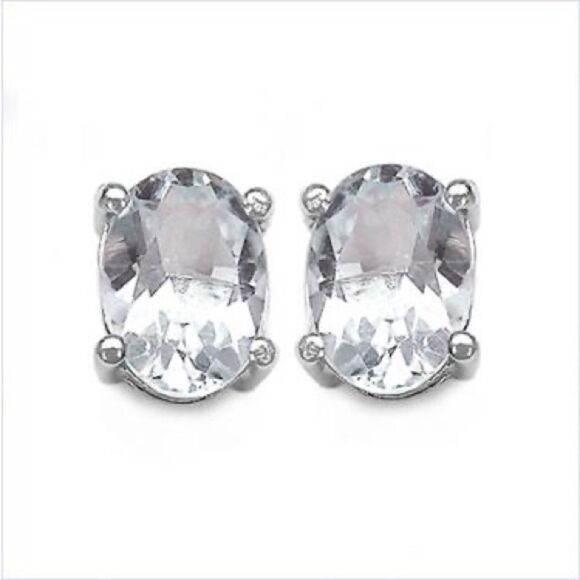 Gorgeous Womens Sterling Silver 1.30 CTW Topaz Designer Earrings - Picture 1 of 2